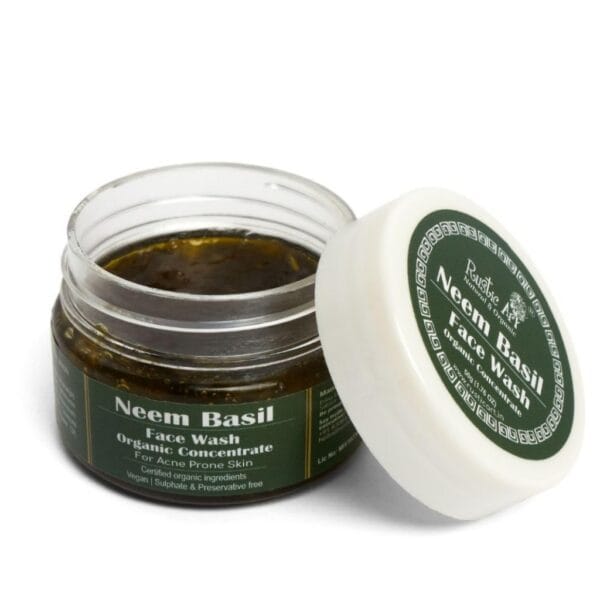 Rustic Art Organic Neem Basil Natural Face Wash Concentrate Natural Face Cleanser for Acne & Oil Control