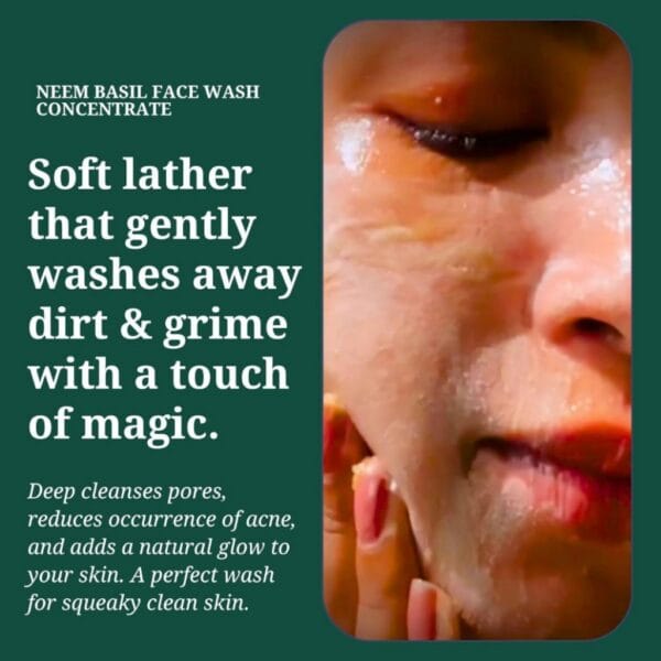 Rustic Art Organic Neem Basil Natural Face Wash Concentrate Natural Face Cleanser for Acne & Oil Control