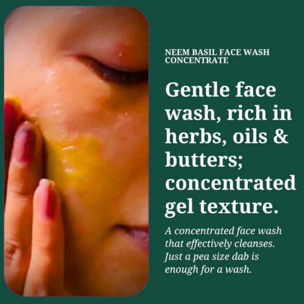 Rustic Art Organic Neem Basil Natural Face Wash Concentrate Natural Face Cleanser for Acne & Oil Control