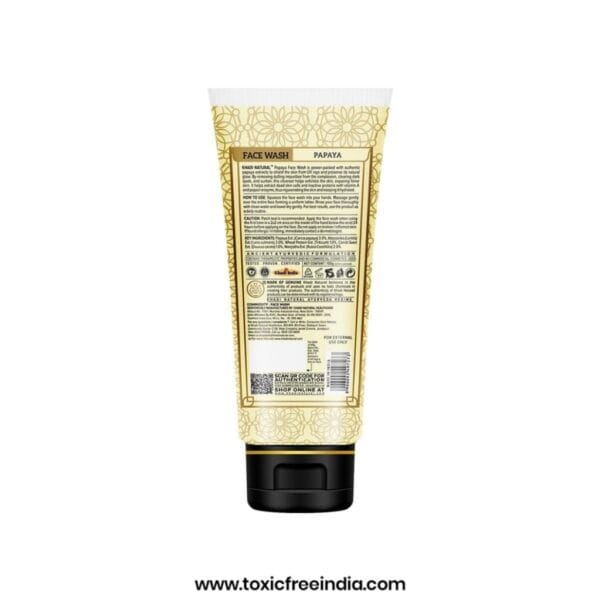 Khadi Natural Papaya Face Wash – Brightens Skin, Fades Dark Spots & Blemishes | SLS & Paraben Free | Suitable for All Skin Types | 100ml