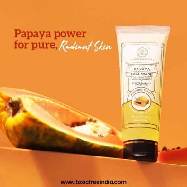 Khadi Natural Papaya Face Wash – Brightens Skin, Fades Dark Spots & Blemishes | SLS & Paraben Free | Suitable for All Skin Types | 100ml