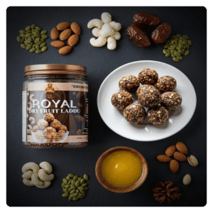 JUST SUDH Winter Special Dry Fruit Laddu – Cow Ghee Energy Bites with Nuts, Dates, Seeds & Jaggery No Added Sugar (200g)