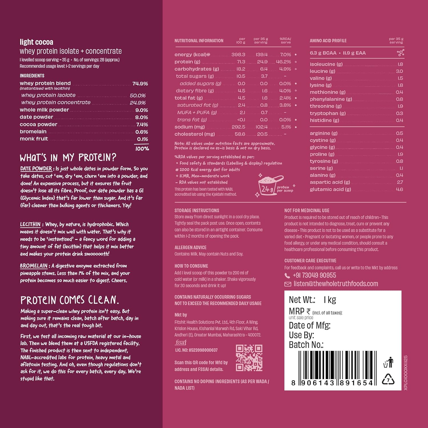 Clean Whey Protein Isolate + Concentrate | Light Cocoa - Image 2