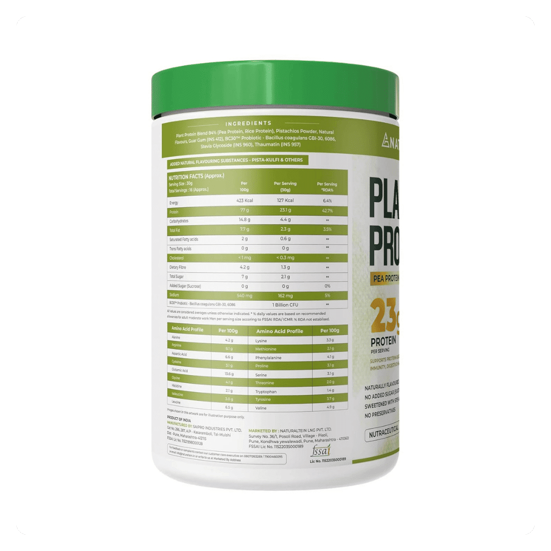 100% Plant Protein – Natural Pista Flavour | 23g Vegan Protein with BC30 Probiotic - Image 2